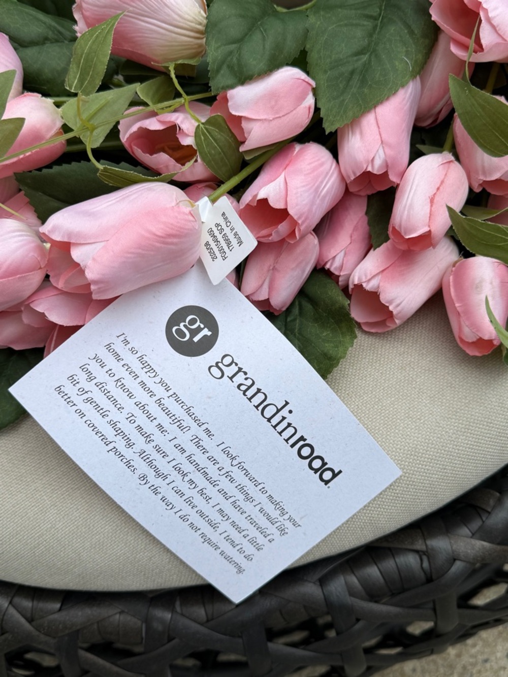 Grandin Road Pink Tulip Floral Wreath - NWT - Picture 12 of 16